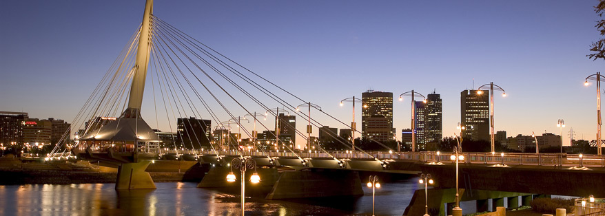 View of Winnipeg, Manitoba at dusk